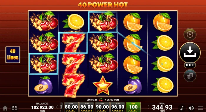 Vitória do jogo base 40 Power Hot Coin Boost